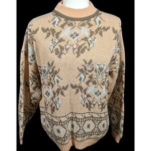 Vintage Tarazzia Grandmacore Peach Floral Sweater